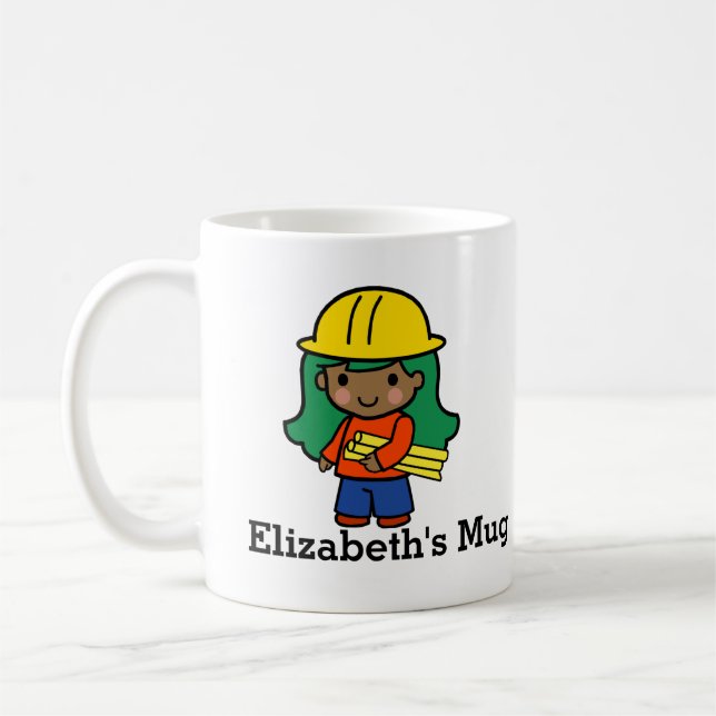 Taza De Café Futuro arquitecto/ingeniero Chica en Gorra duro (Izquierda)