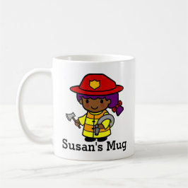 Taza De Café Futuro Chica de bomberos con hacha y manguera