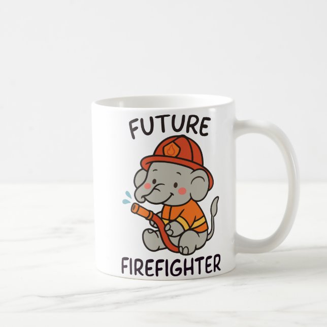 Taza De Café Futuro elefante lindo niños bomberos divertidos (Derecha)