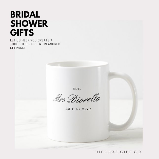 Taza De Café Futuro moderno Sra. Bridal Shower Engagement Mug (Subido por el creador)