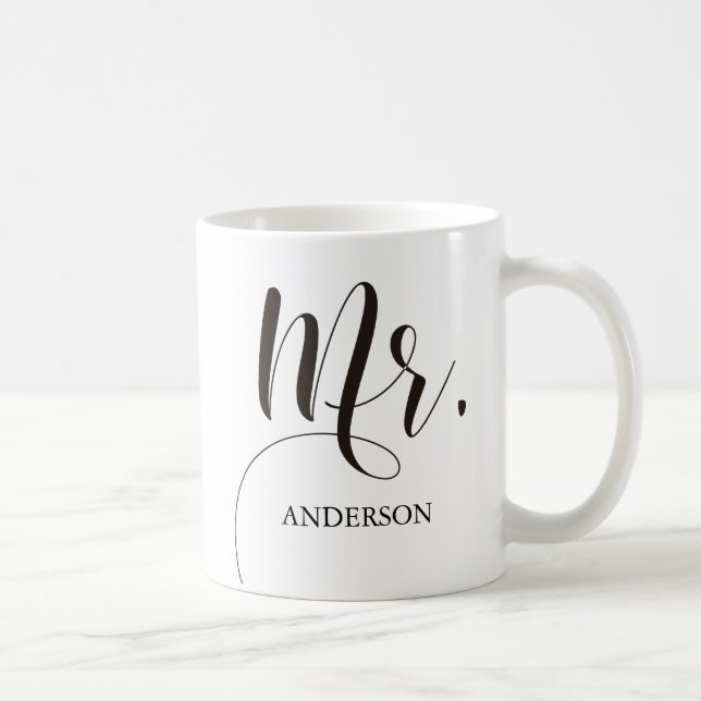 Taza De Café Futuro Sr. Sra. Calligraphy Personalizado (Derecha)