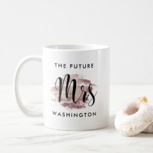 Taza De Café Futuro Sra Rosa Gold Script Boda Monograma