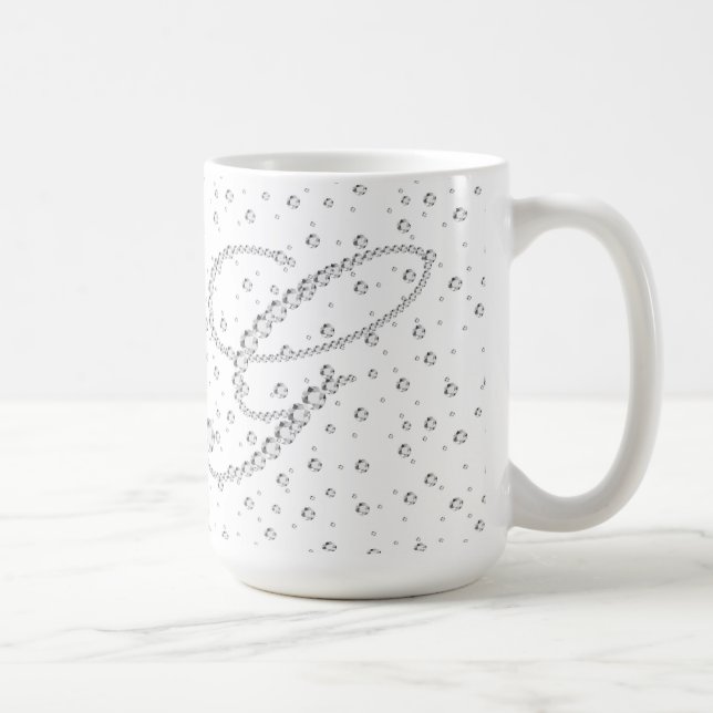 Taza De Café G Impresión de diamantes blancos monograma inicial (Derecha)