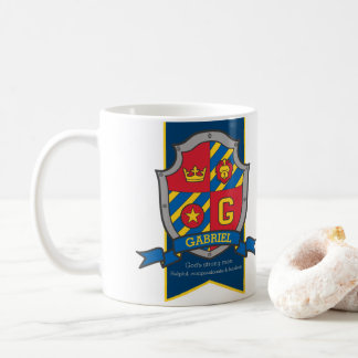 Taza De Café Gabriel heraldry shield nombre azul rojo que signi