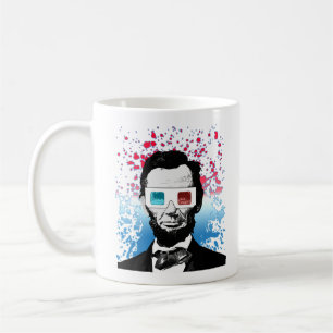 Taza De Café Gafas 3D de Abraham Lincoln Patrióticas Rojo Azul
