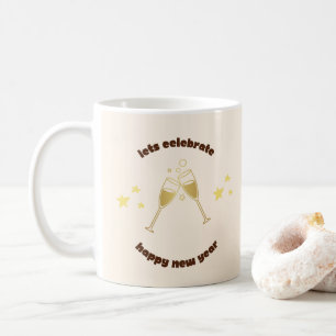 Taza De Café Gafas de champán de vítores Mensaje de Año Nuevo