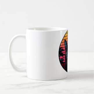 Taza De Café Gafas de Gato Genial Arte de Atardecer Synthwave V