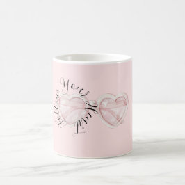Taza De Café Gafas de sol con corazones de rosa sonrosado cita