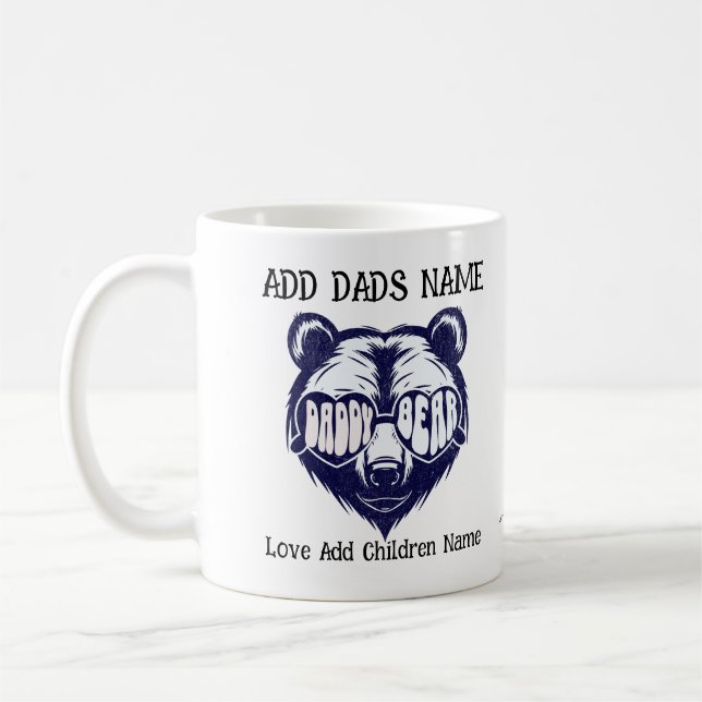 Taza De Café Gafas de sol cortas Papi Oso Personalizado (Izquierda)