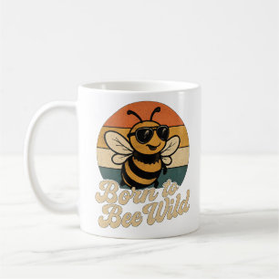 Taza De Café Gafas de sol de abeja retro nacidas en estado salv