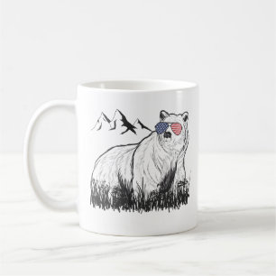 Taza De Café Gafas de sol de montaña de oso grizzly negro retr