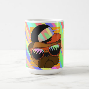 Taza De Café Gafas de sol de pug diseño de cabeza