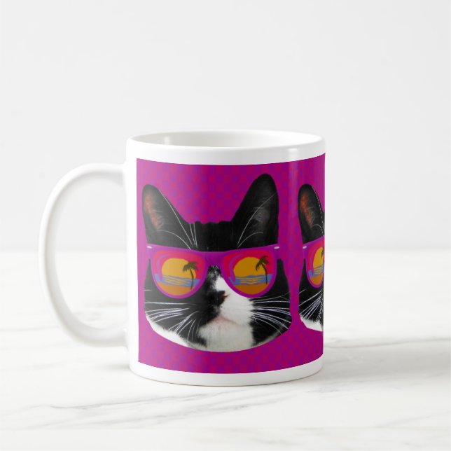 Taza De Café Gafas de sol estremecer Tuxedo Gato Diversión Arte (Izquierda)