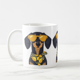 Taza De Café Gafas de sol para perros Cool Dachshund con limone
