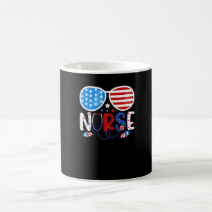 Taza De Café Gafas de sol patrióticas estadounidenses Nurse 4 d
