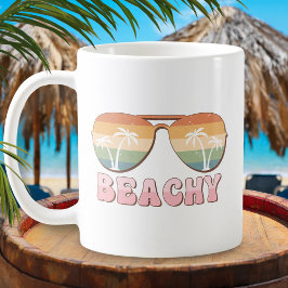 Taza De Café Gafas de sol retro arco iris con palmeras