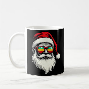 Taza De Café Gafas de sol retro con cara de Santa divertida Nav