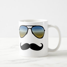 Taza De Café Gafas de sol retro divertidas con bigote