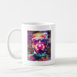 Taza De Café Gafas De Sol Rosa De Goma De Burbuja Con Graffiti