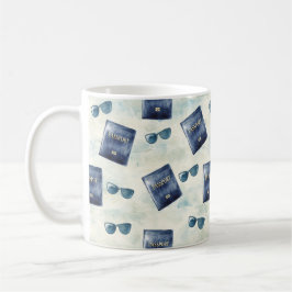 Taza De Café Gafas de sol Viaje Azul Pasaporte