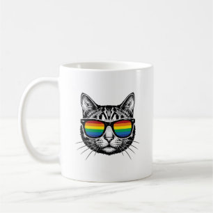 Taza De Café Gafas de sol vintage arcoíris Diseño de camiseta O