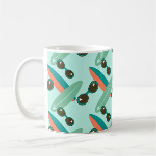 Taza De Café Gafas de sol y tablas de surf retro