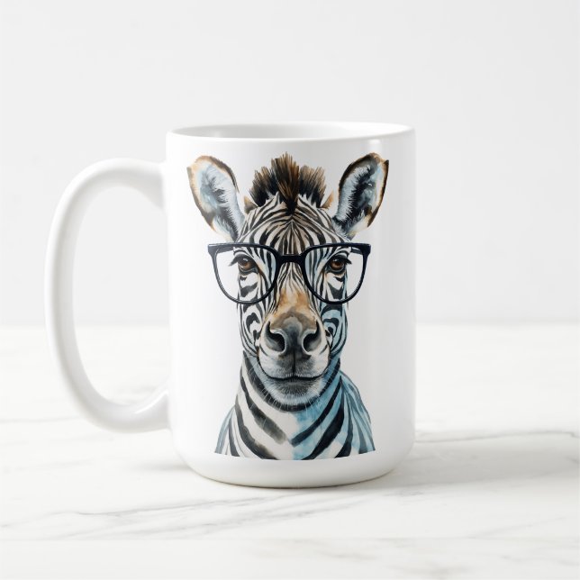 Taza De Café Gafas divertidas de gafas de uso de cebra (Izquierda)