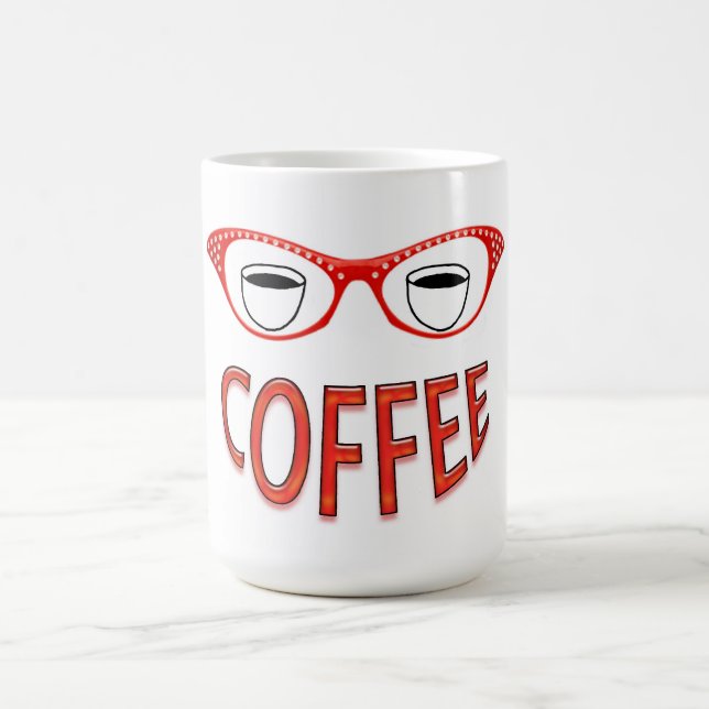 Taza De Café Gafas Rojas Sonriendo Café (Centro)