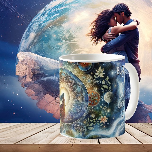 Taza De Café Gaia espiritual Nueva era Arte de la Tierra (Mug with an artistic spiritual design inspired by New Age Gaia. Celebrating New Earth - lightworker)