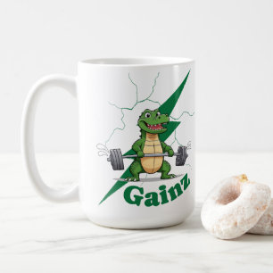 Taza De Café Gainz Gym Crocodile   Halterofilia