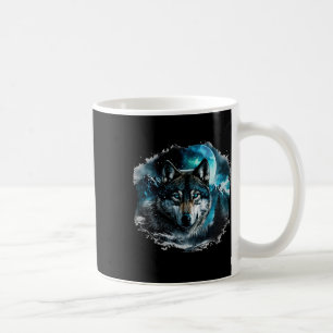 Taza De Café Galaxia del Bosque Icy Moon de Caza de Lobo Gris