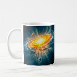 Taza De Café Galaxia Espiral Dorada Astronauta Ciencia Ficción 