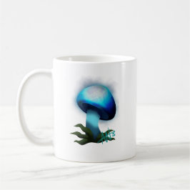 Taza De Café Galaxia Shiitake GLuminoso Mushroom azul claro