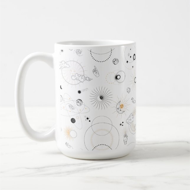 Taza De Café Galaxias de luna de sol retro órbitas estrellas de (Izquierda)