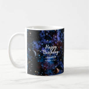 Taza De Café Galaxias, estrellas y planetas coloridos