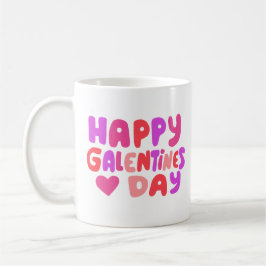 Taza De Café Galentines Day Bubble Letters Groovy Curvy Retro