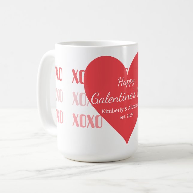 Taza De Café Galentine's Day Personalized Pink and Red (Anverso izquierdo)