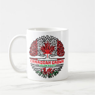 Taza De Café Galés Gales Bandera de raíces de árbol canadiense 