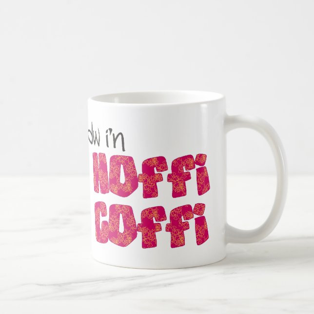Taza de café Galés: Hoffi Coffi, rosa y naranja (Derecha)