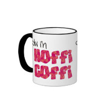 Taza de café Galés: Hoffi Coffi, rosa y naranja