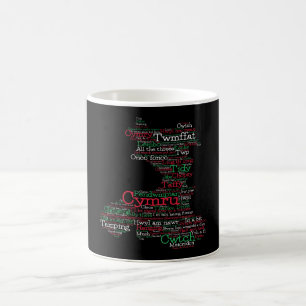 Taza De Café Gales Jerga Palabra Mapa de Arte Café Mug