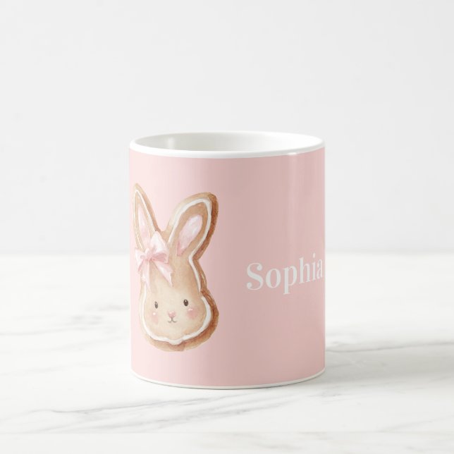 Taza De Café Galletas Cara de Conejo Lazo Rosa (Centro)