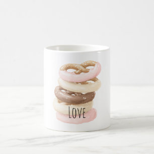 Taza De Café Galletas de Pretzel con Chocolate Rosa y Vainilla
