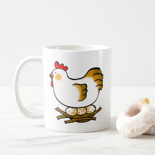 Taza De Café Gallina de Dibujos Animados Adorable en Nido con H