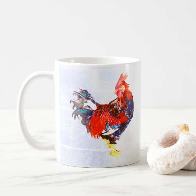Taza De Café gallináceo macho ,rooster (Con donut)