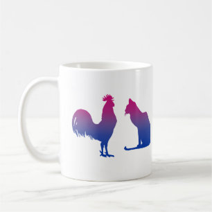 Taza De Café Gallo bisexual y gatito