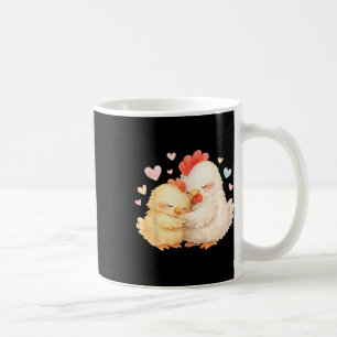 Taza De Café Gallo de acuarela adorable abrazando suavemente