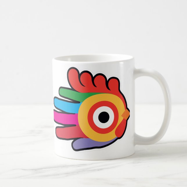 Taza De Café Gallo del arco iris con el peine rojo (Derecha)