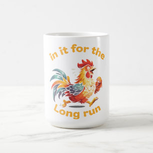 Taza De Café Gallo Divertido Corriendo – Para la Carrera Larga