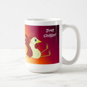 Taza De Café Gallo divertido sentado relajándose